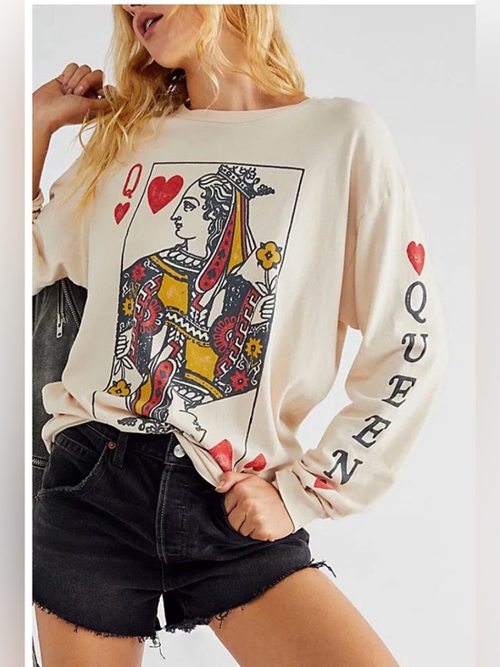 Free People Tops - Daydreamer x Free People Queen of Hearts Long Sleeve Graphic Top